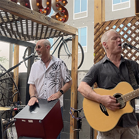 Duo gig playing cajon with Eddie Unplugged at Pedal Haus in Chandler Arizona